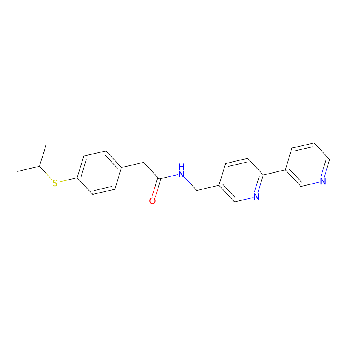 N-([2,3'-bipyridin]-5-ylmethyl)-2-(4-(isopropylthio)phenyl)acetamide molecular structure, CAS 2034448-76-3