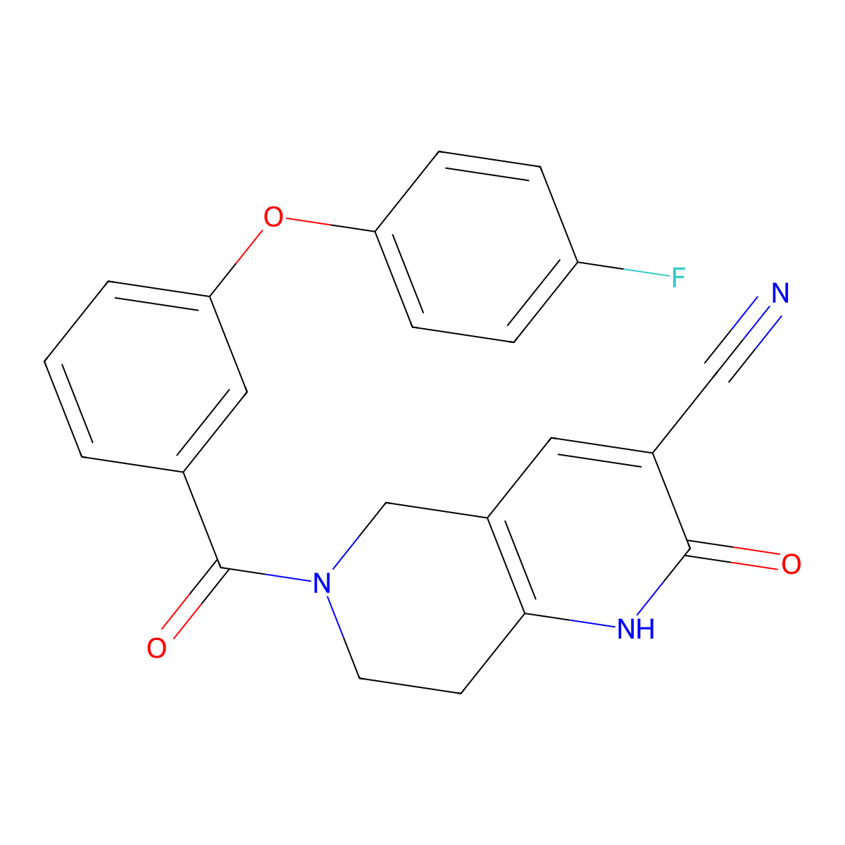 6-(3-(4-Fluorophenoxy)benzoyl)-2-oxo-1,2,5,6,7,8-hexahydro-1,6-naphthyridine-3-carbonitrile molecular structure, CAS 2034448-78-5
