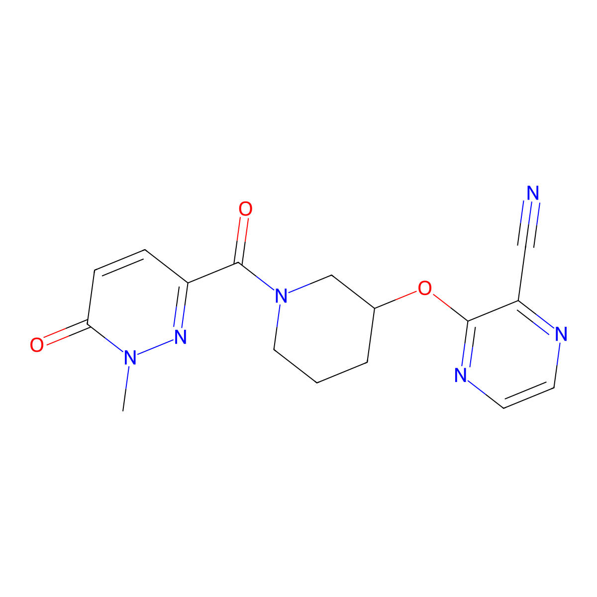3-{[1-(1-Methyl-6-oxo-1,6-dihydropyridazine-3-carbonyl)piperidin-3-yl]oxy}pyrazine-2-carbonitrile molecular structure, CAS 2034448-80-9