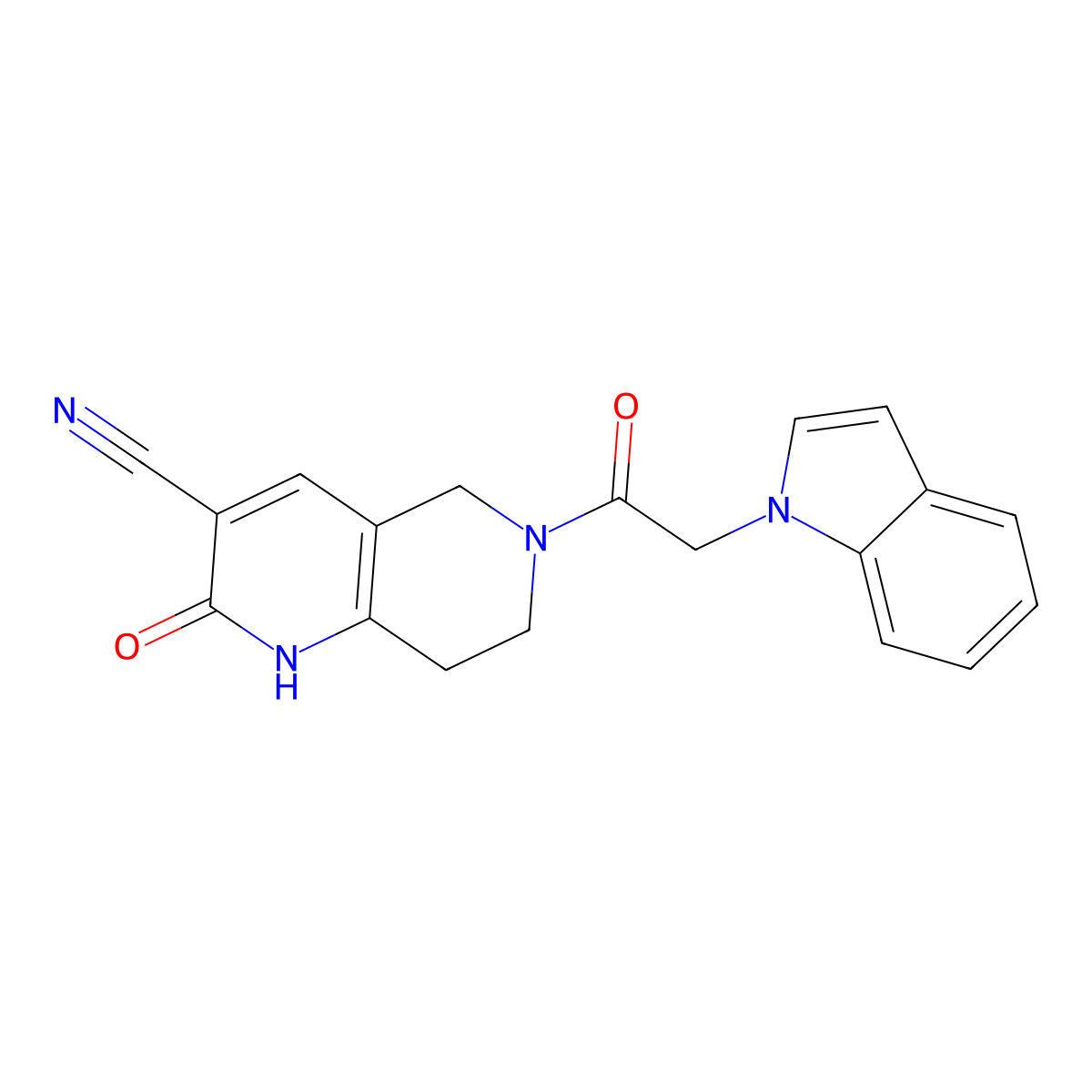 6-(2-(1H-indol-1-yl)acetyl)-2-oxo-1,2,5,6,7,8-hexahydro-1,6-naphthyridine-3-carbonitrile molecular structure, CAS 2034448-87-6