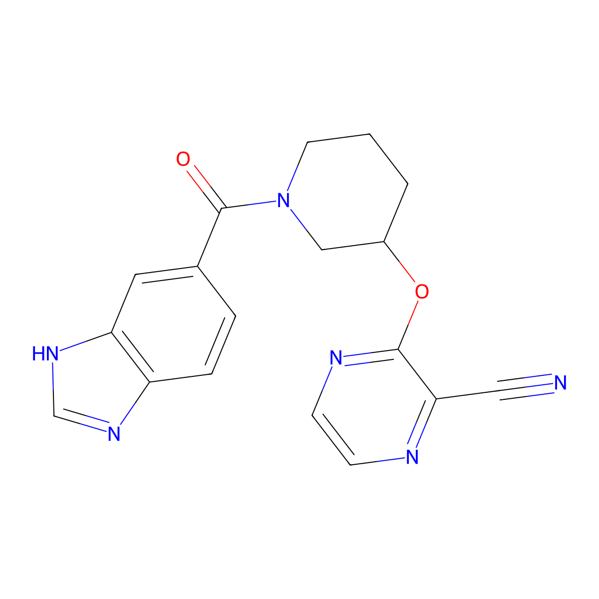 3-((1-(1H-benzo[d]imidazole-5-carbonyl)piperidin-3-yl)oxy)pyrazine-2-carbonitrile molecular structure, CAS 2034448-91-2