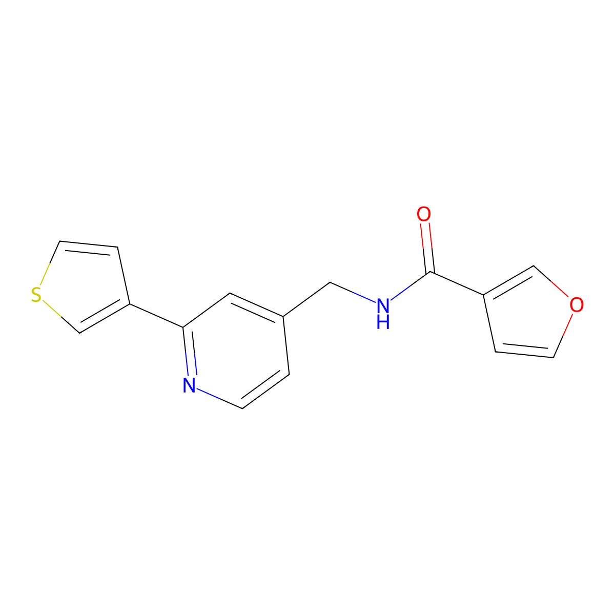 N-((2-(thiophen-3-yl)pyridin-4-yl)methyl)furan-3-carboxamide molecular structure, CAS 2034448-92-3