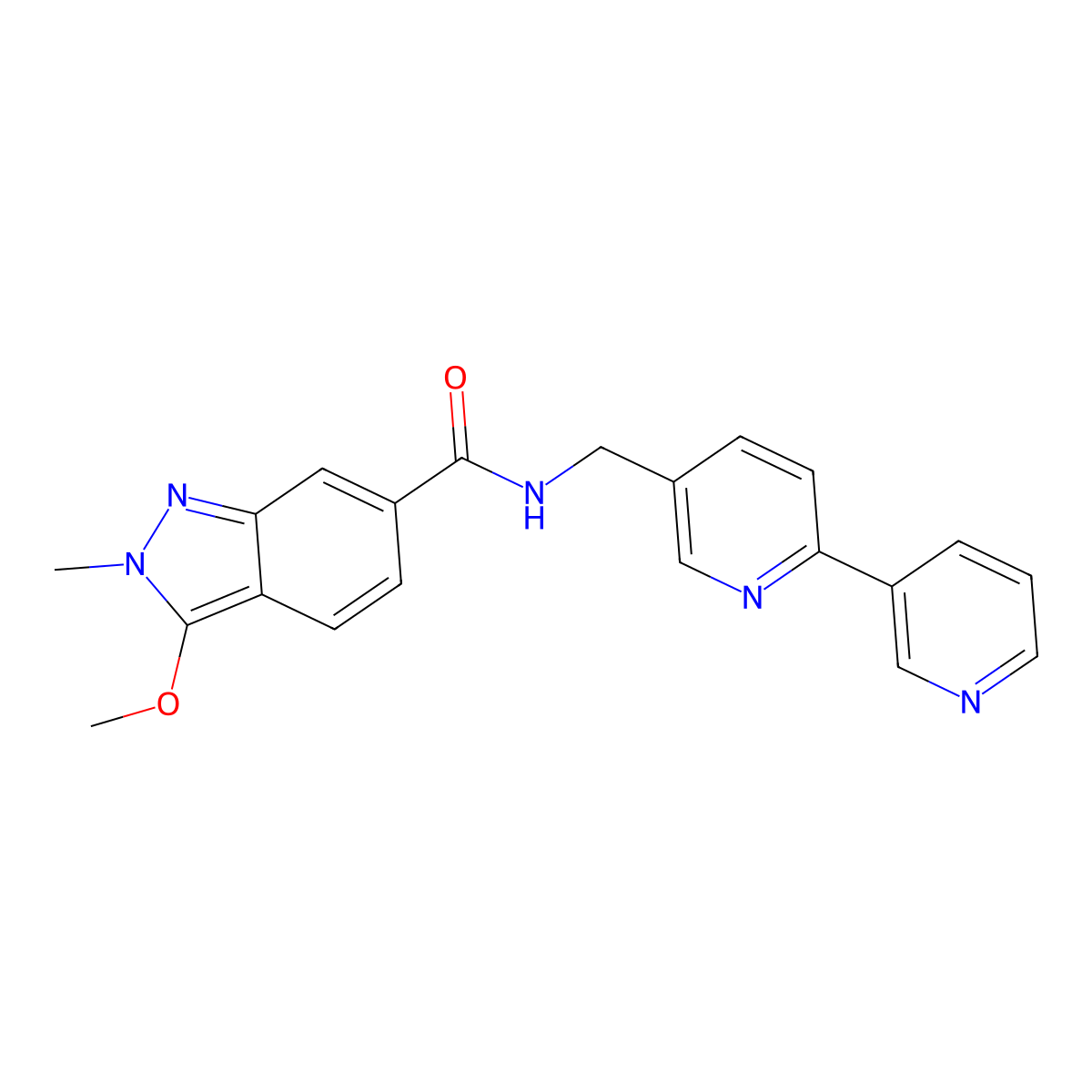 N-({[2,3'-bipyridine]-5-yl}methyl)-3-methoxy-2-methyl-2H-indazole-6-carboxamide molecular structure, CAS 2034448-95-6