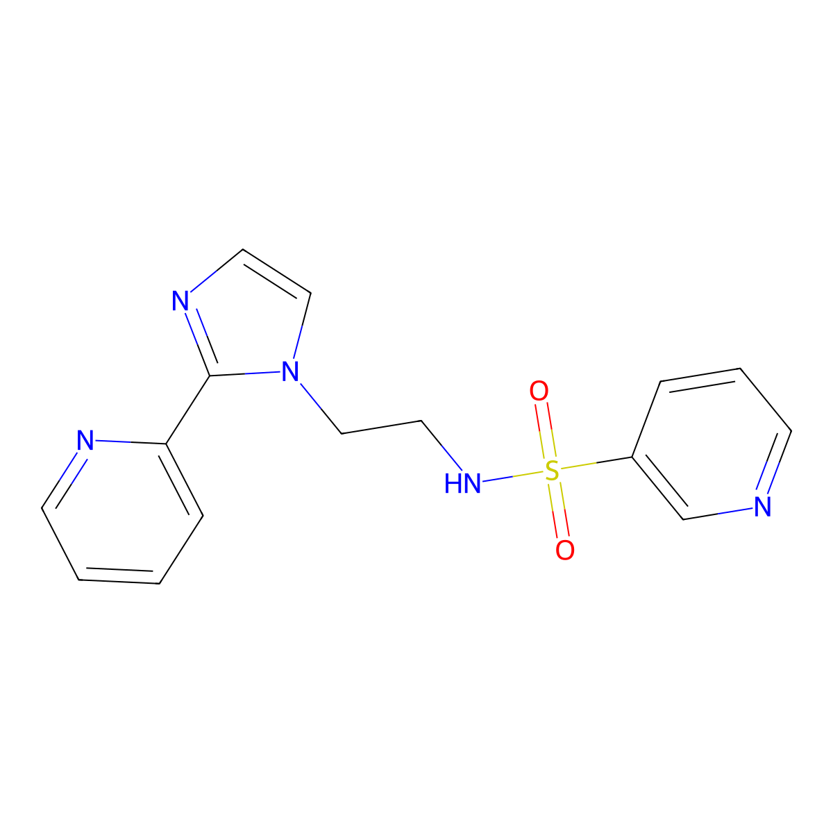 N-(2-(2-(pyridin-2-yl)-1H-imidazol-1-yl)ethyl)pyridine-3-sulfonamide molecular structure, CAS 2034448-98-9