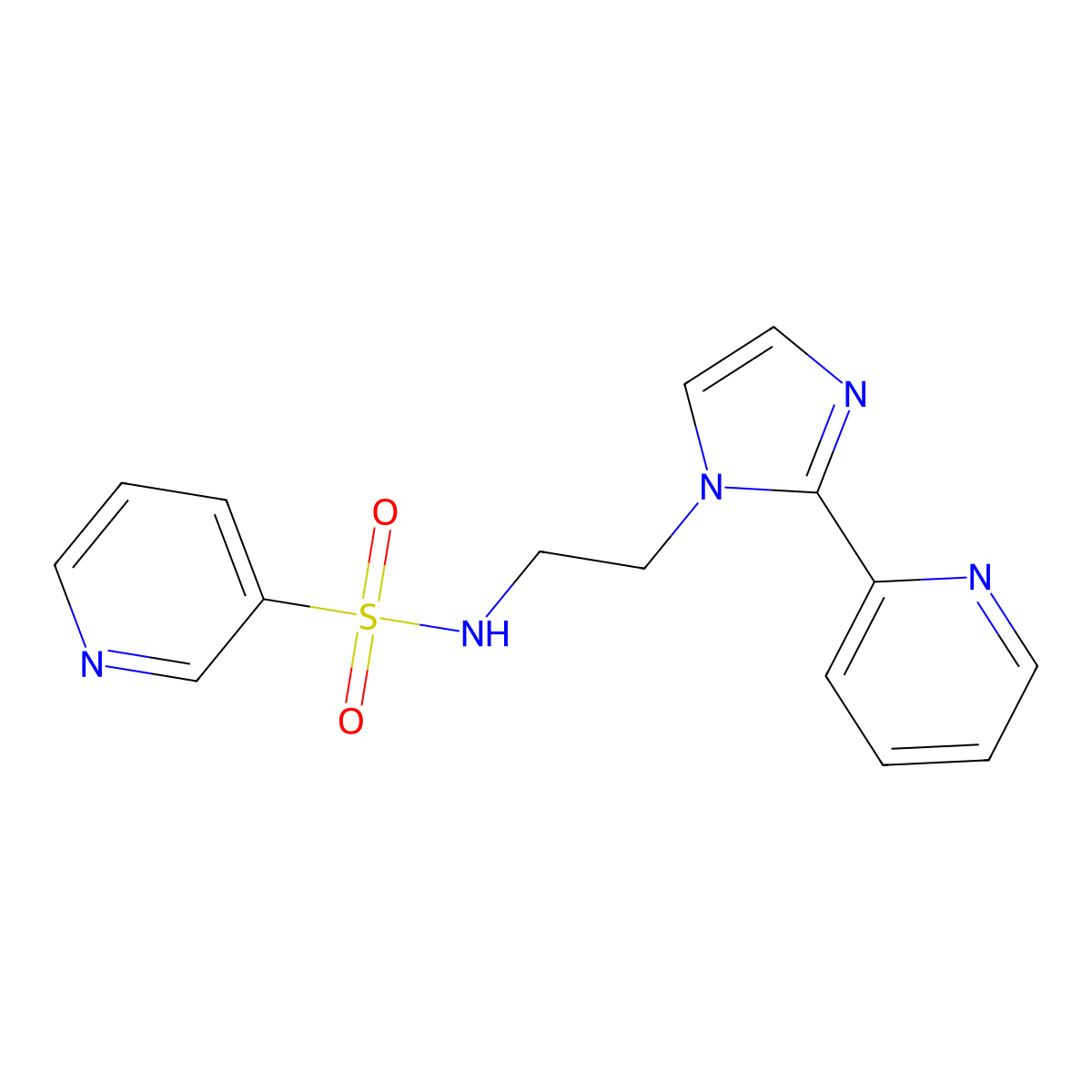 N-(2-(2-(pyridin-2-yl)-1H-imidazol-1-yl)ethyl)pyridine-3-sulfonamide molecular structure, CAS 2034448-98-9