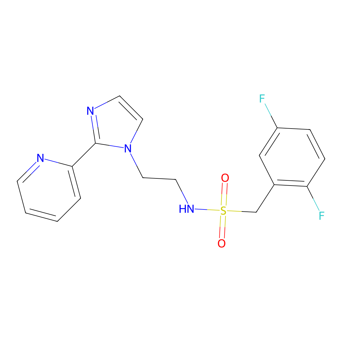 1-(2,5-difluorophenyl)-N-{2-[2-(pyridin-2-yl)-1H-imidazol-1-yl]ethyl}methanesulfonamide molecular structure, CAS 2034449-04-0
