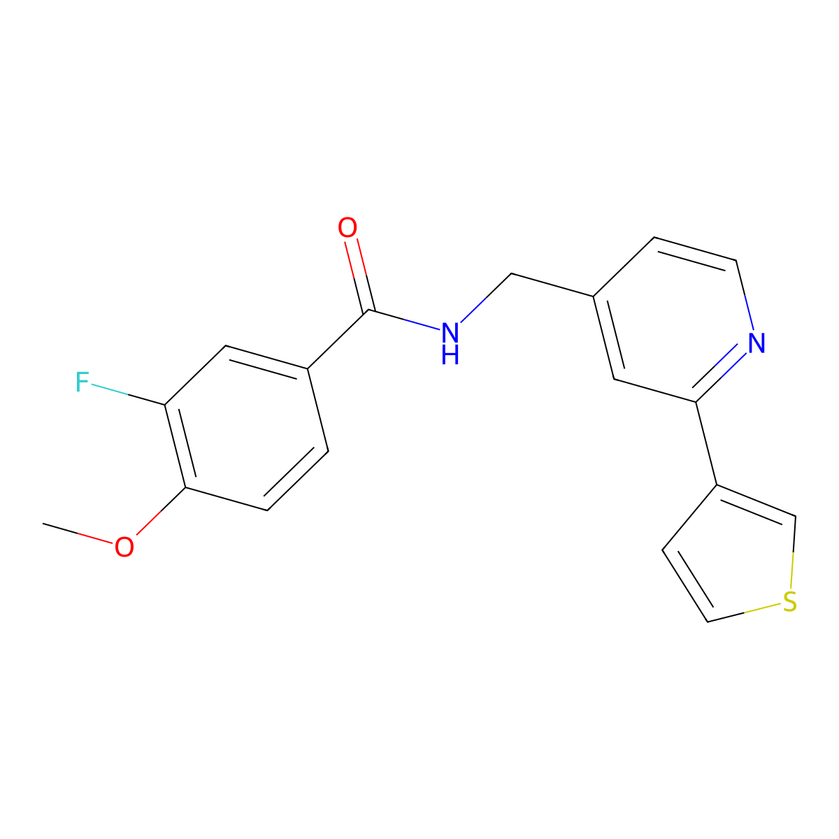 3-fluoro-4-methoxy-N-{[2-(thiophen-3-yl)pyridin-4-yl]methyl}benzamide molecular structure, CAS 2034449-06-2