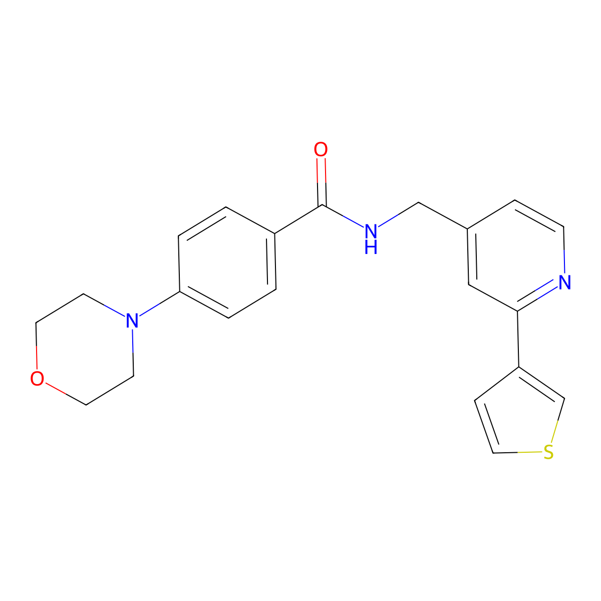 4-morpholino-N-((2-(thiophen-3-yl)pyridin-4-yl)methyl)benzamide molecular structure, CAS 2034449-10-8