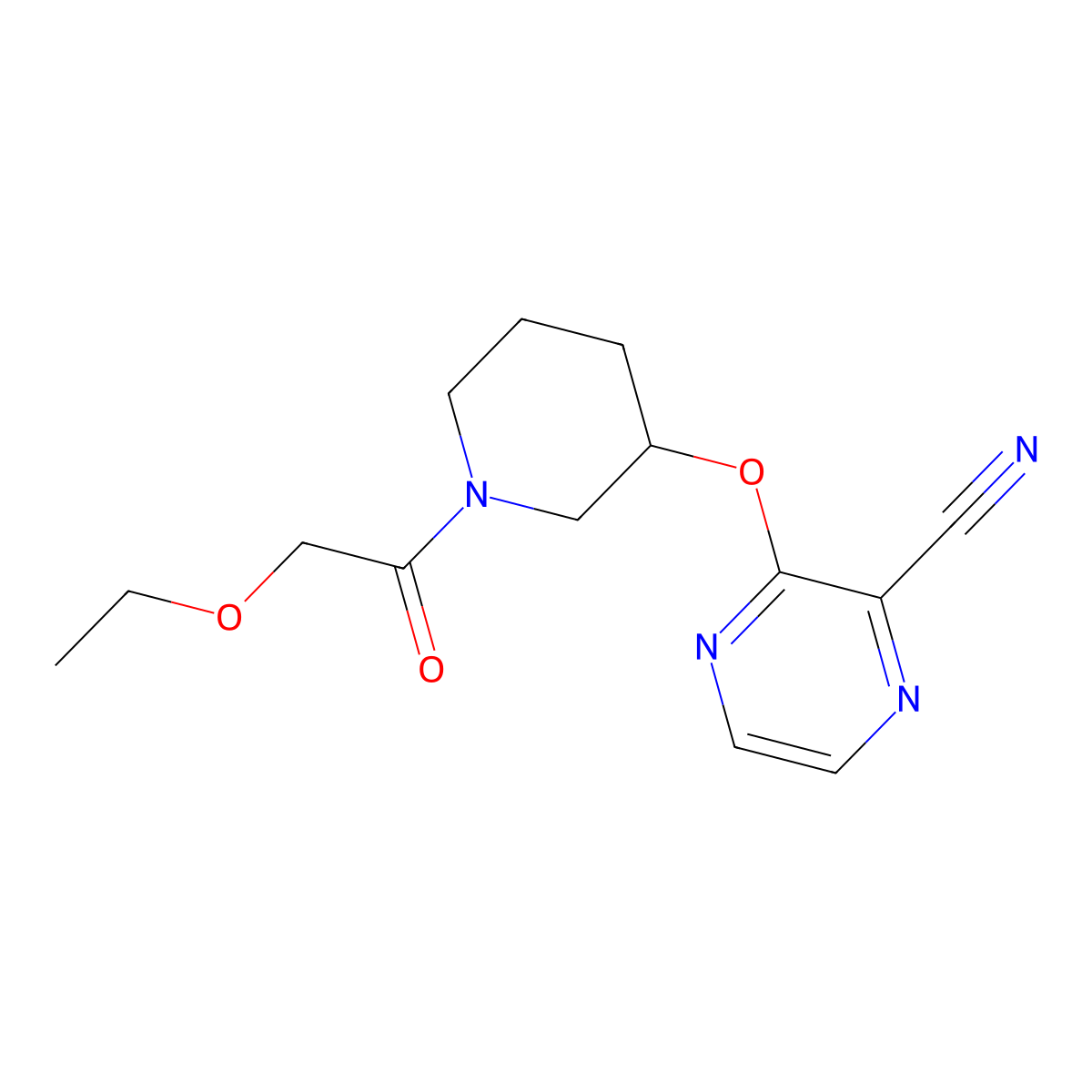 3-{[1-(2-Ethoxyacetyl)piperidin-3-yl]oxy}pyrazine-2-carbonitrile molecular structure, CAS 2034449-13-1