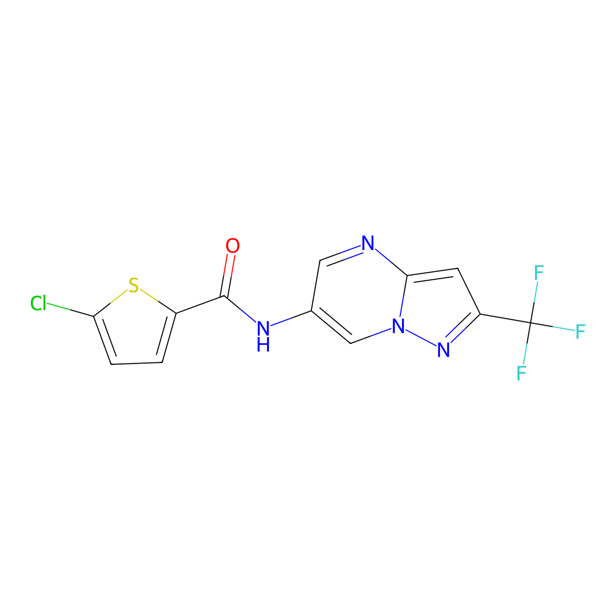 5-chloro-N-[2-(trifluoromethyl)pyrazolo[1,5-a]pyrimidin-6-yl]thiophene-2-carboxamide molecular structure, CAS 2034449-19-7