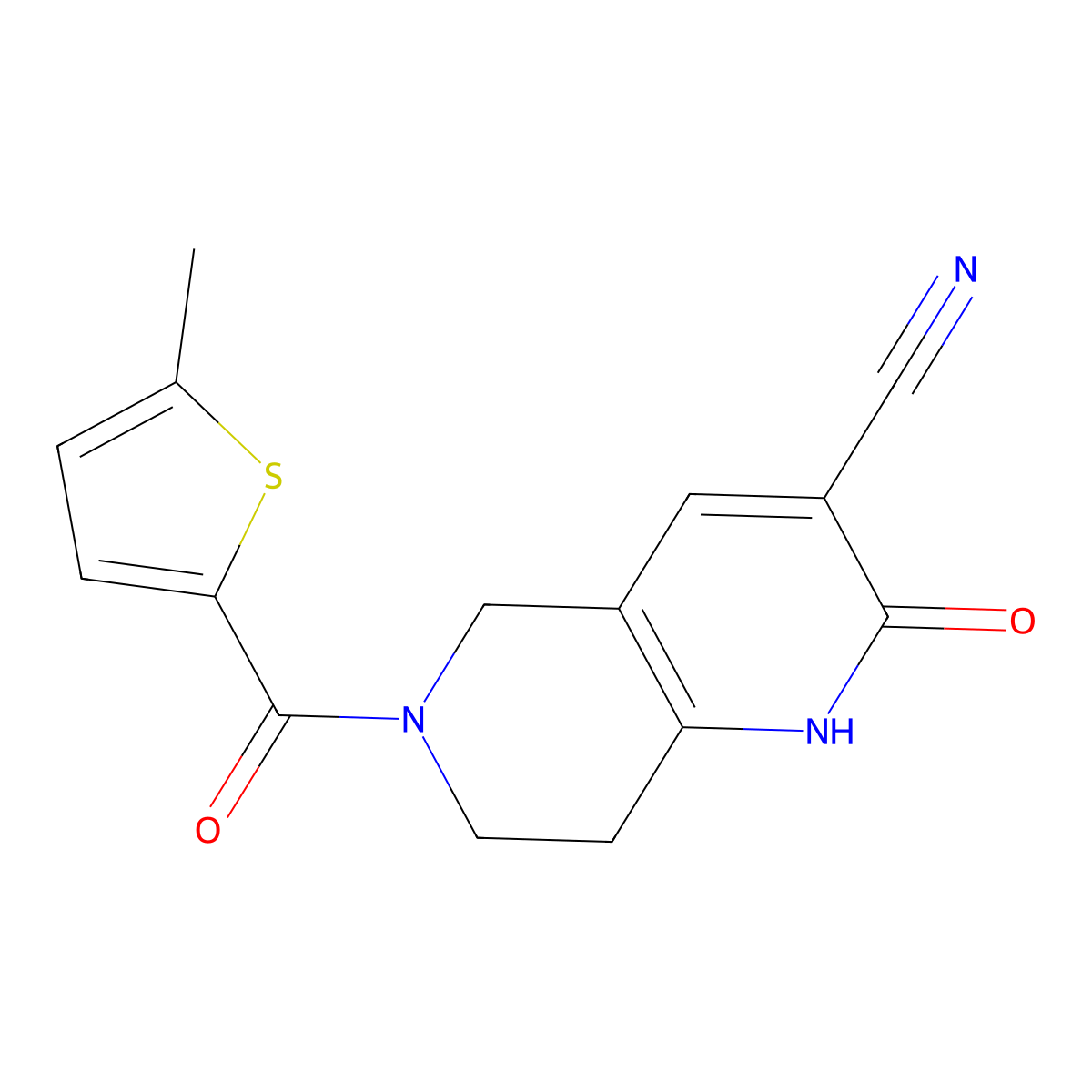 6-(5-Methylthiophene-2-carbonyl)-2-oxo-1,2,5,6,7,8-hexahydro-1,6-naphthyridine-3-carbonitrile molecular structure, CAS 2034449-22-2