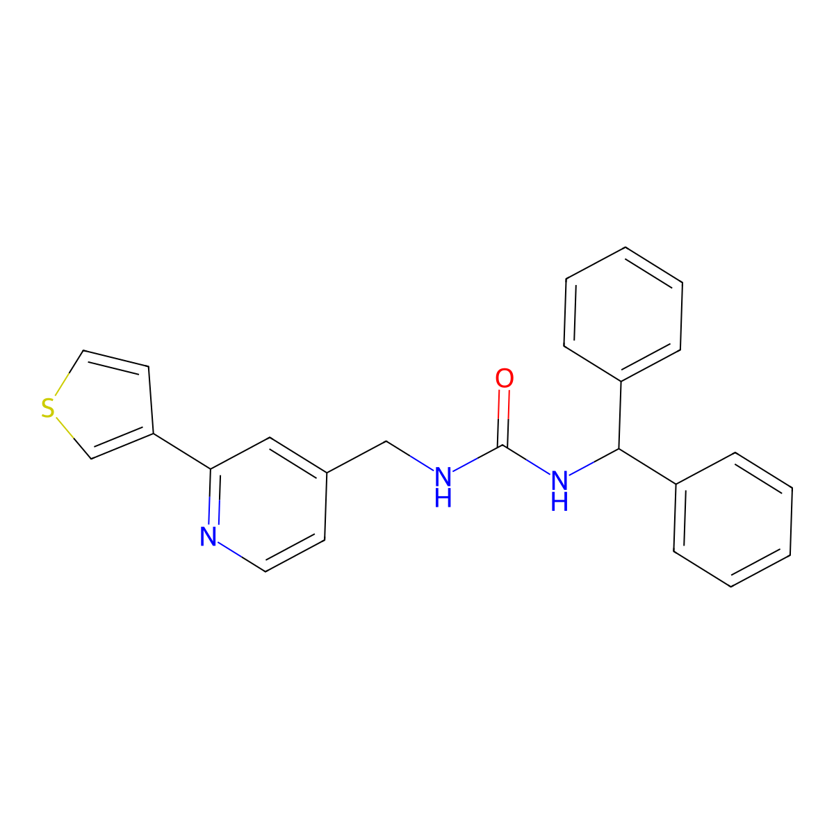 1-Benzhydryl-3-((2-(thiophen-3-yl)pyridin-4-yl)methyl)urea molecular structure, CAS 2034449-27-7
