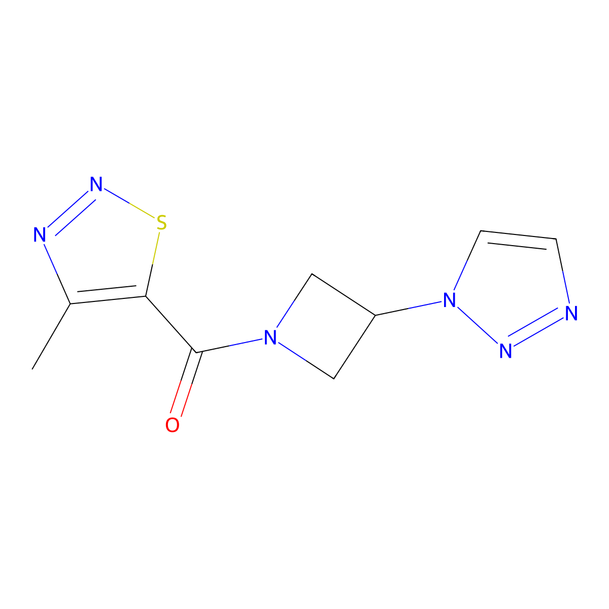 (3-(1H-1,2,3-triazol-1-yl)azetidin-1-yl)(4-methyl-1,2,3-thiadiazol-5-yl)methanone molecular structure, CAS 2034449-30-2