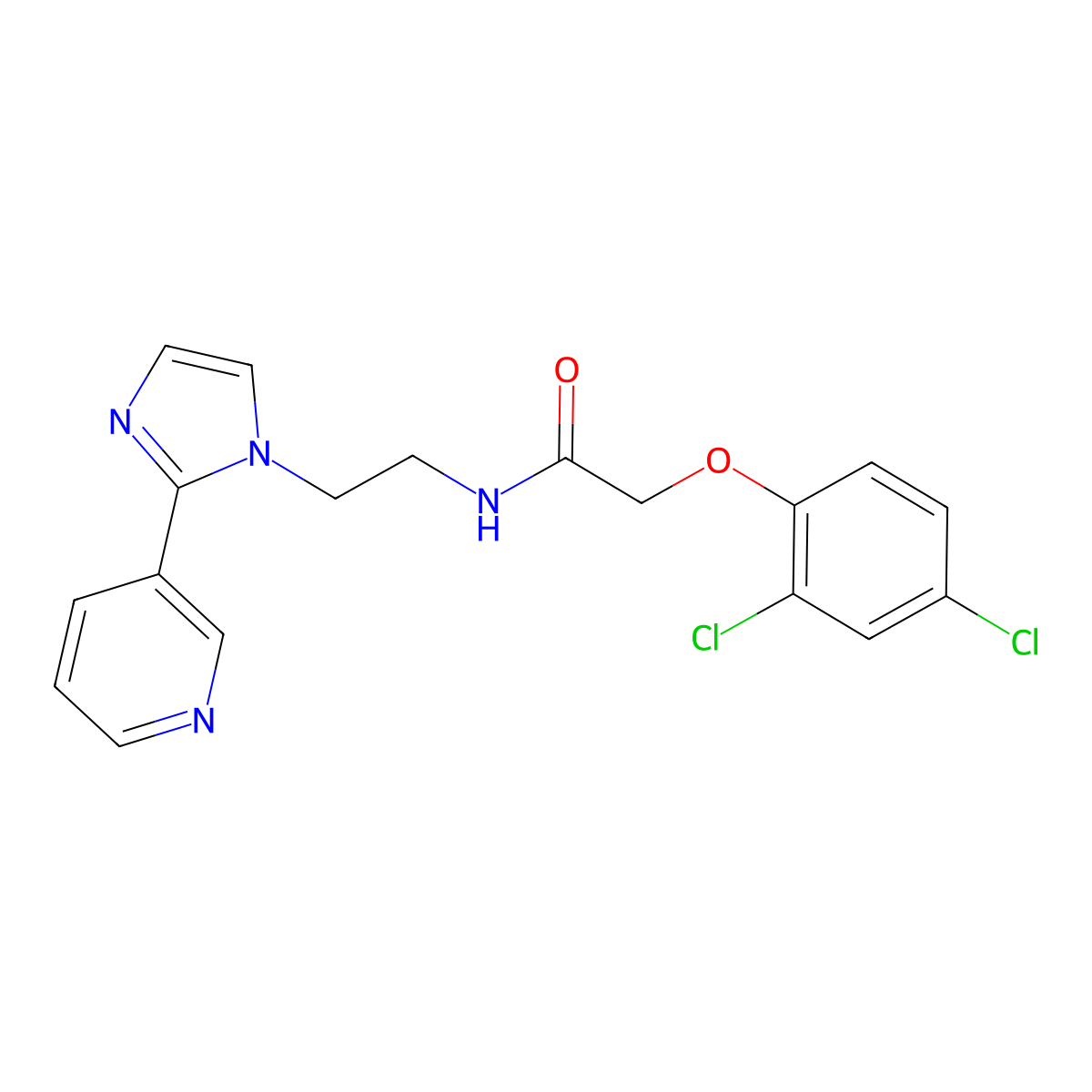 2-(2,4-dichlorophenoxy)-N-{2-[2-(pyridin-3-yl)-1H-imidazol-1-yl]ethyl}acetamide molecular structure, CAS 2034449-40-4
