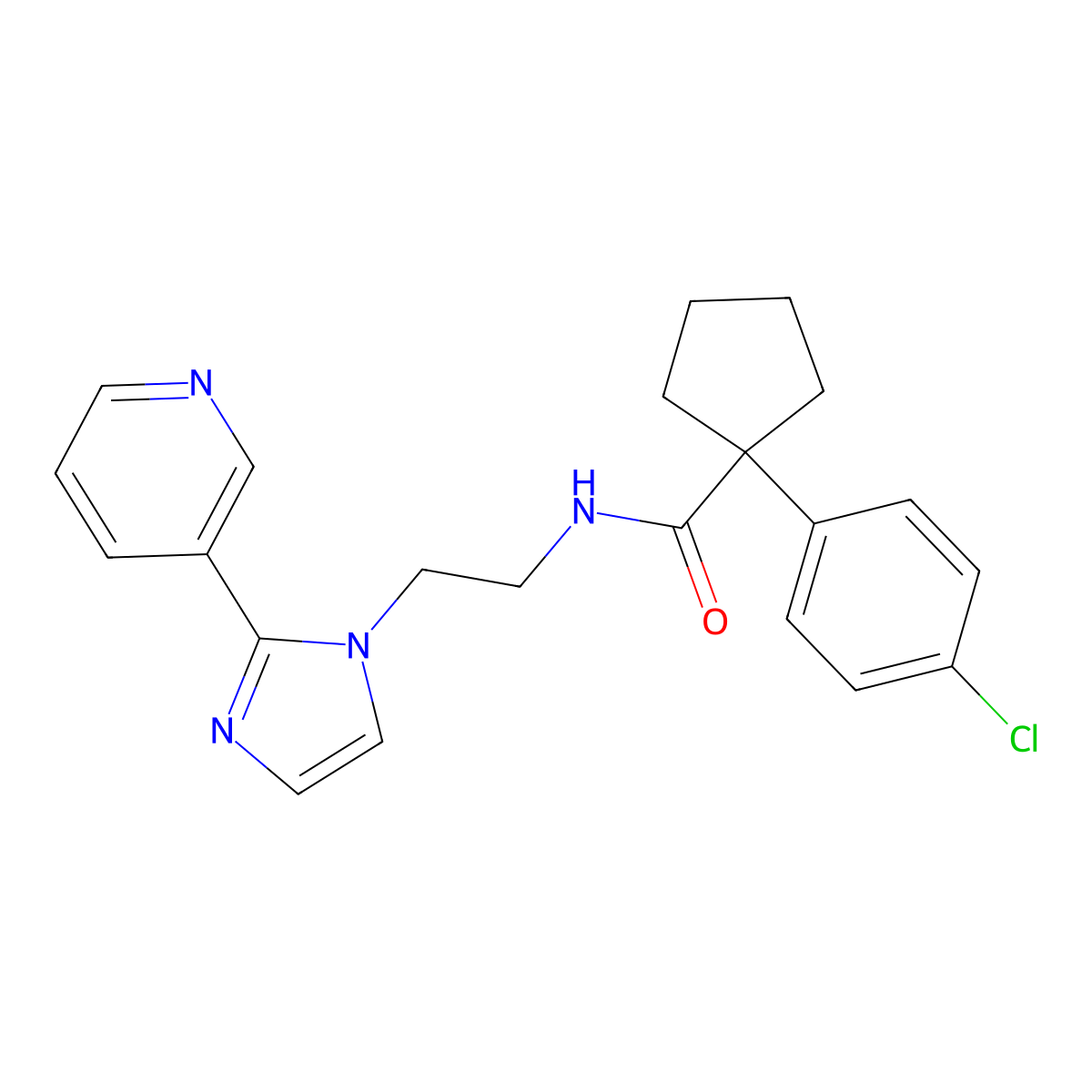 1-(4-chlorophenyl)-N-(2-(2-(pyridin-3-yl)-1H-imidazol-1-yl)ethyl)cyclopentanecarboxamide molecular structure, CAS 2034449-44-8
