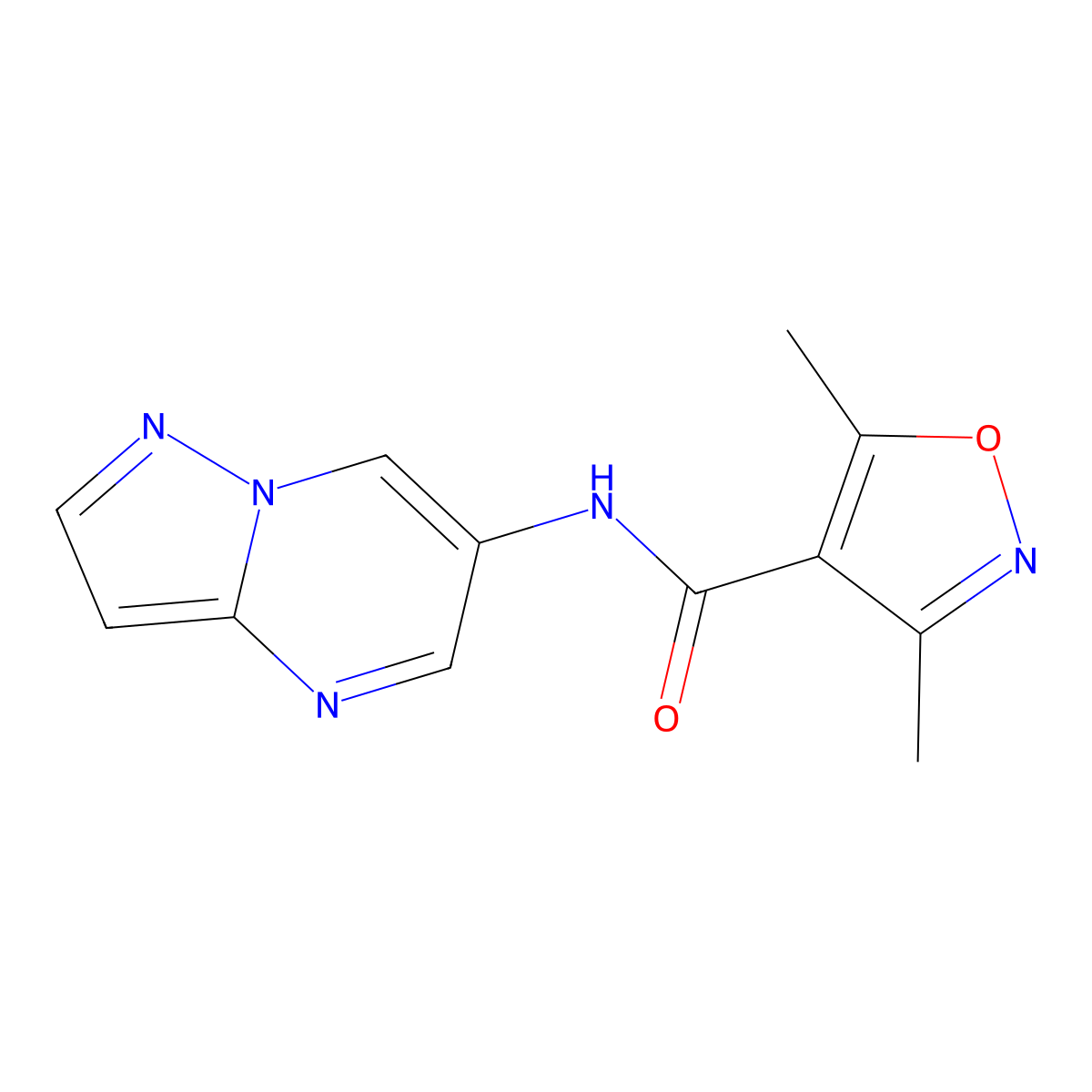 3,5-dimethyl-N-(pyrazolo[1,5-a]pyrimidin-6-yl)isoxazole-4-carboxamide molecular structure, CAS 2034449-52-8