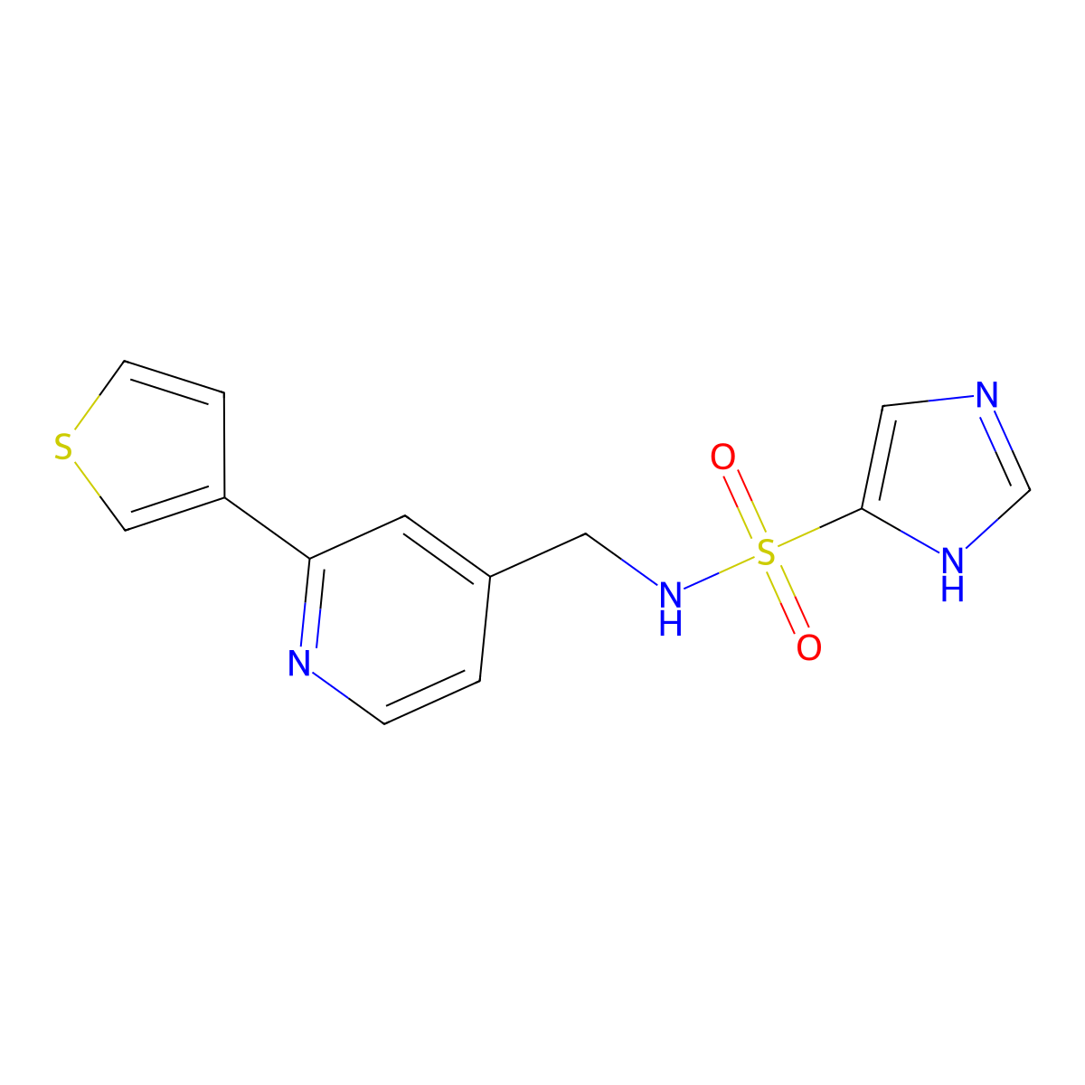 N-((2-(thiophen-3-yl)pyridin-4-yl)methyl)-1H-imidazole-4-sulfonamide molecular structure, CAS 2034449-53-9