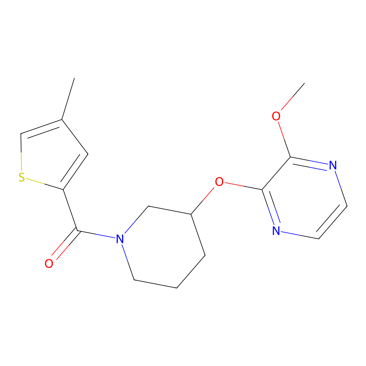 (3-((3-Methoxypyrazin-2-yl)oxy)piperidin-1-yl)(4-methylthiophen-2-yl)methanone molecular structure, CAS 2034449-59-5