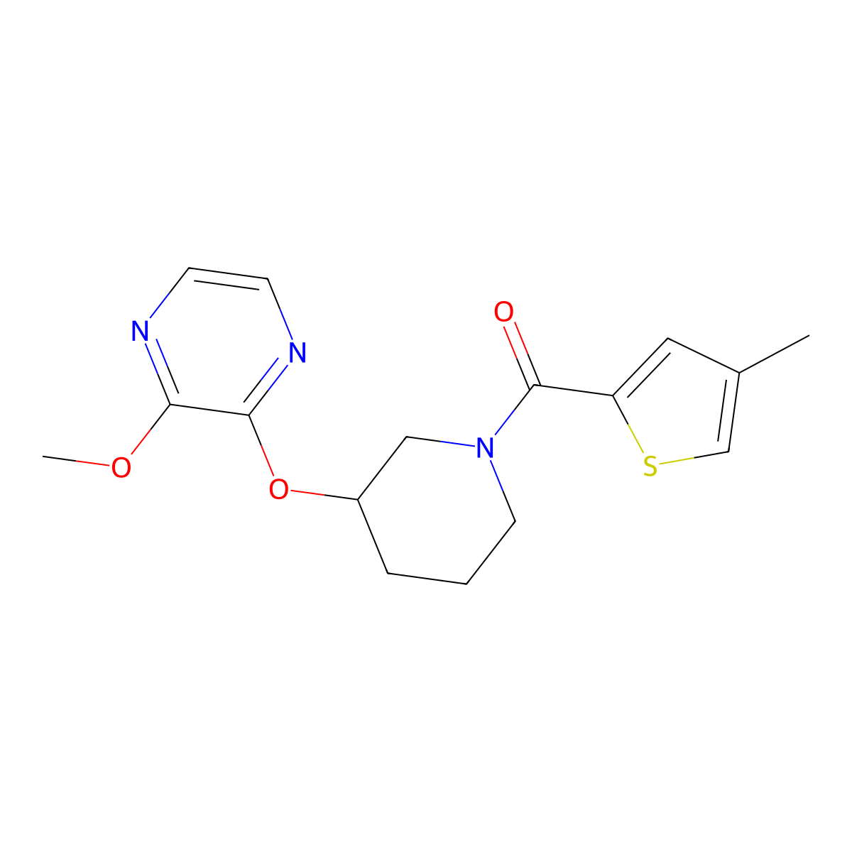 (3-((3-Methoxypyrazin-2-yl)oxy)piperidin-1-yl)(4-methylthiophen-2-yl)methanone molecular structure, CAS 2034449-59-5