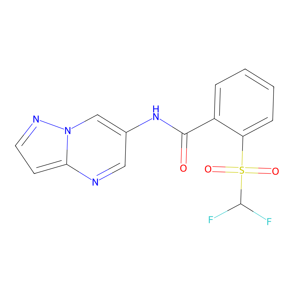 2-((difluoromethyl)sulfonyl)-N-(pyrazolo[1,5-a]pyrimidin-6-yl)benzamide molecular structure, CAS 2034449-60-8
