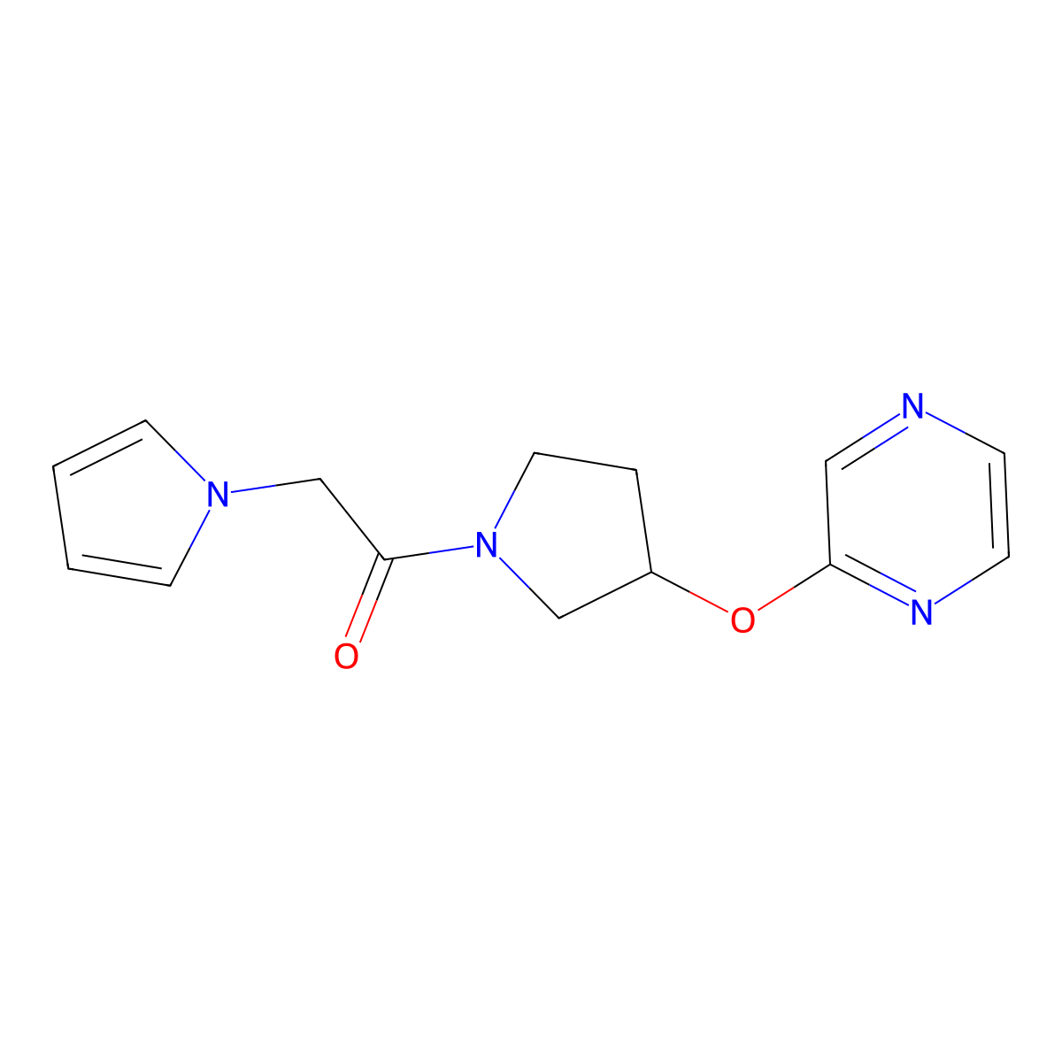 1-(3-(pyrazin-2-yloxy)pyrrolidin-1-yl)-2-(1H-pyrrol-1-yl)ethanone molecular structure, CAS 2034449-62-0