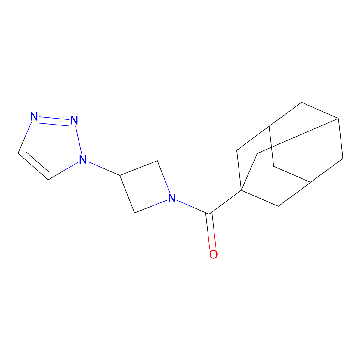 1-[1-(adamantane-1-carbonyl)azetidin-3-yl]-1H-1,2,3-triazole molecular structure, CAS 2034449-66-4