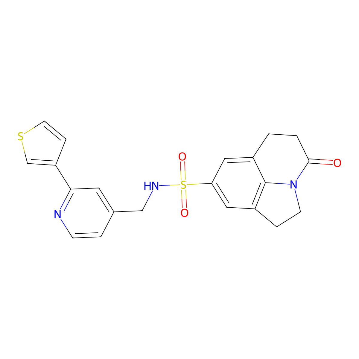 11-oxo-N-{[2-(thiophen-3-yl)pyridin-4-yl]methyl}-1-azatricyclo[6.3.1.0^{4,12}]dodeca-4(12),5,7-triene-6-sulfonamide molecular structure, CAS 2034449-69-7