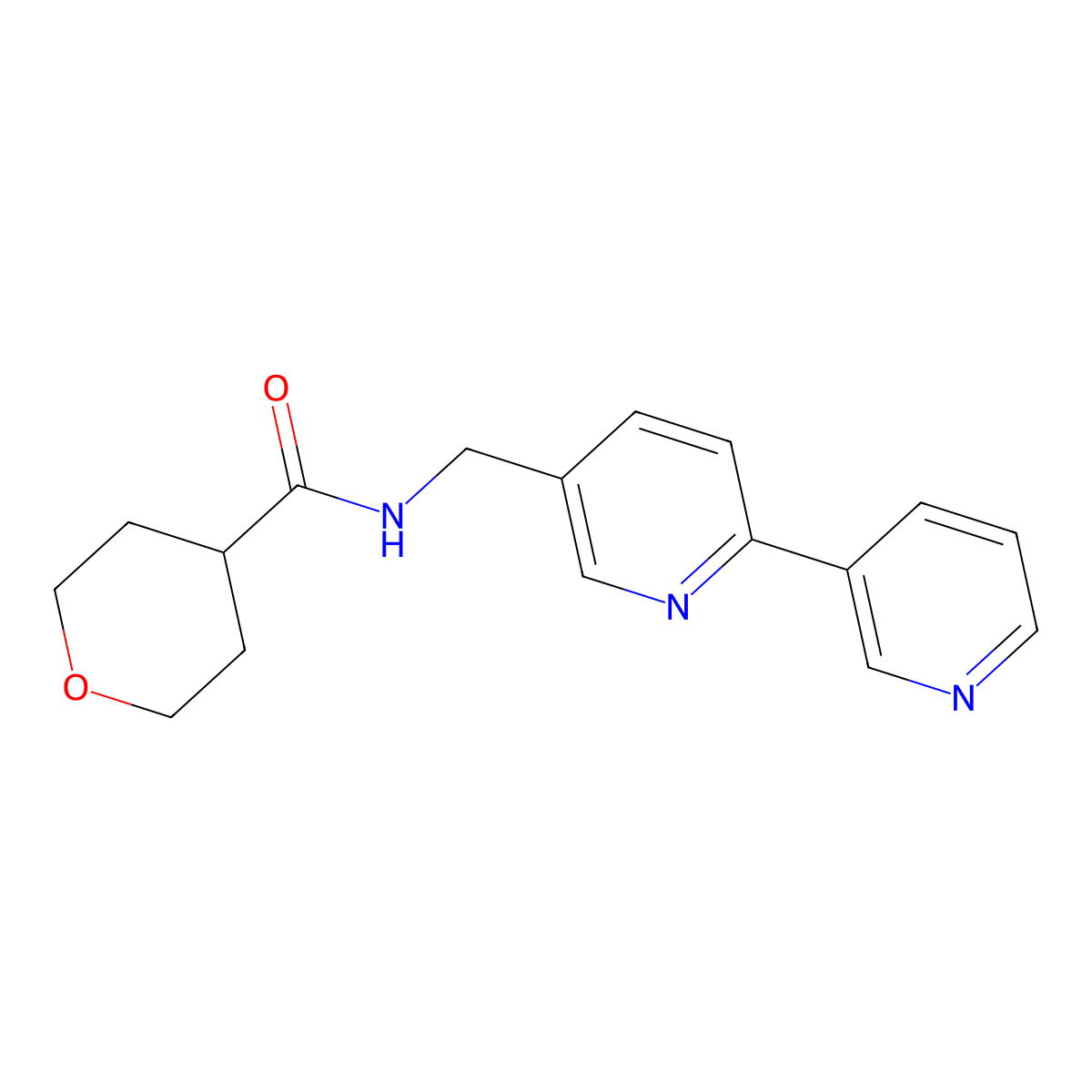 N-({[2,3'-bipyridine]-5-yl}methyl)oxane-4-carboxamide molecular structure, CAS 2034449-71-1