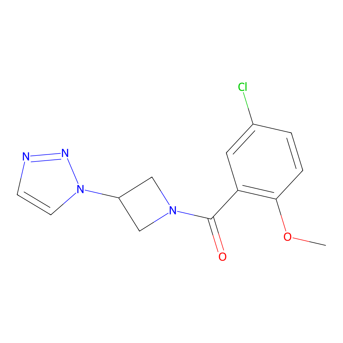 (3-(1H-1,2,3-triazol-1-yl)azetidin-1-yl)(5-chloro-2-methoxyphenyl)methanone molecular structure, CAS 2034449-74-4