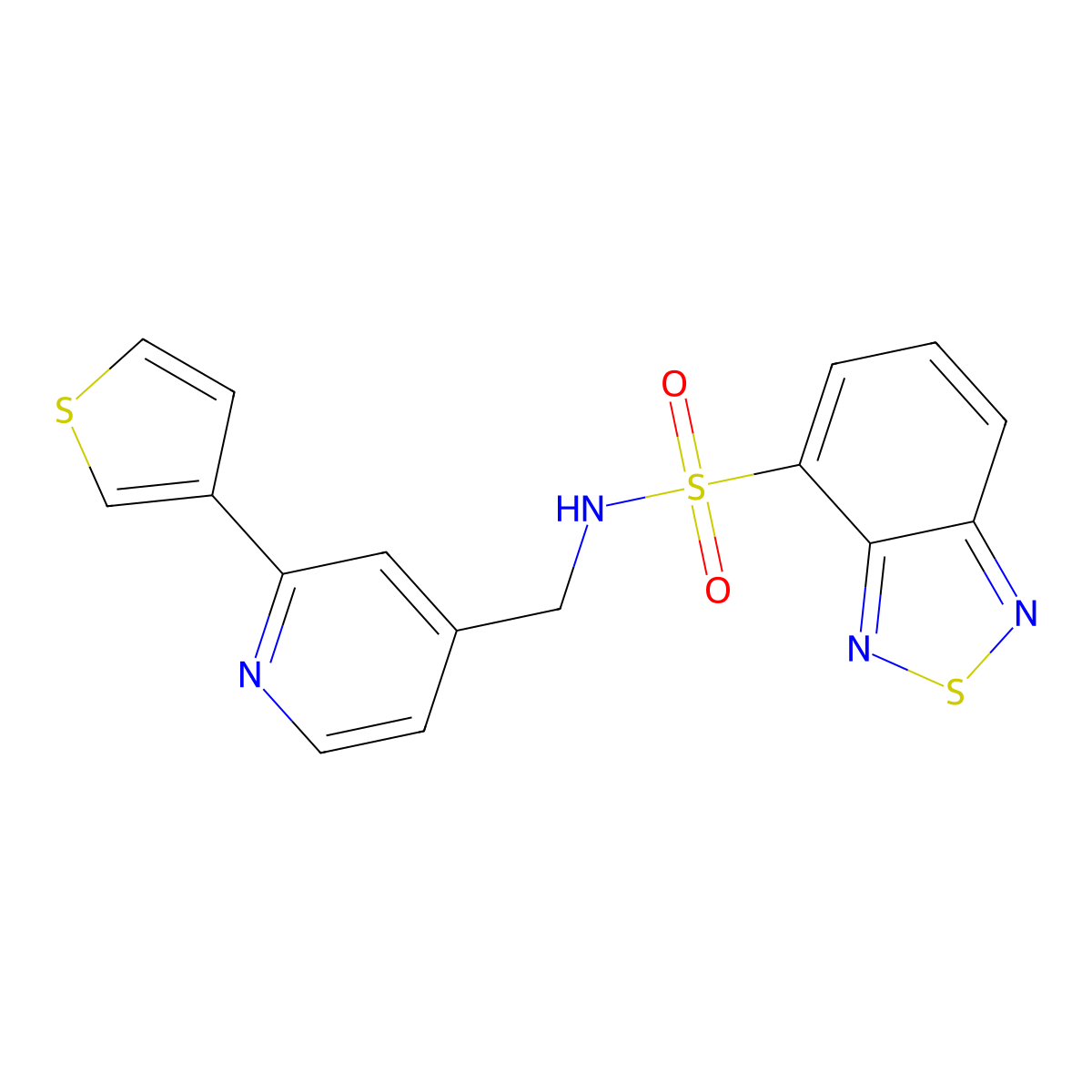 N-((2-(thiophen-3-yl)pyridin-4-yl)methyl)benzo[c][1,2,5]thiadiazole-4-sulfonamide molecular structure, CAS 2034449-78-8
