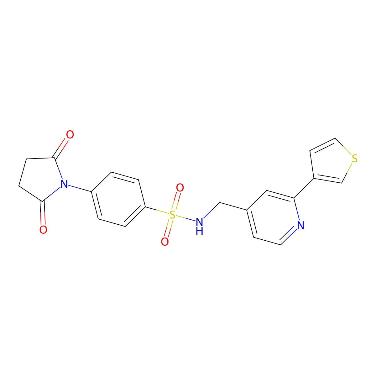 4-(2,5-dioxopyrrolidin-1-yl)-N-((2-(thiophen-3-yl)pyridin-4-yl)methyl)benzenesulfonamide molecular structure, CAS 2034449-86-8