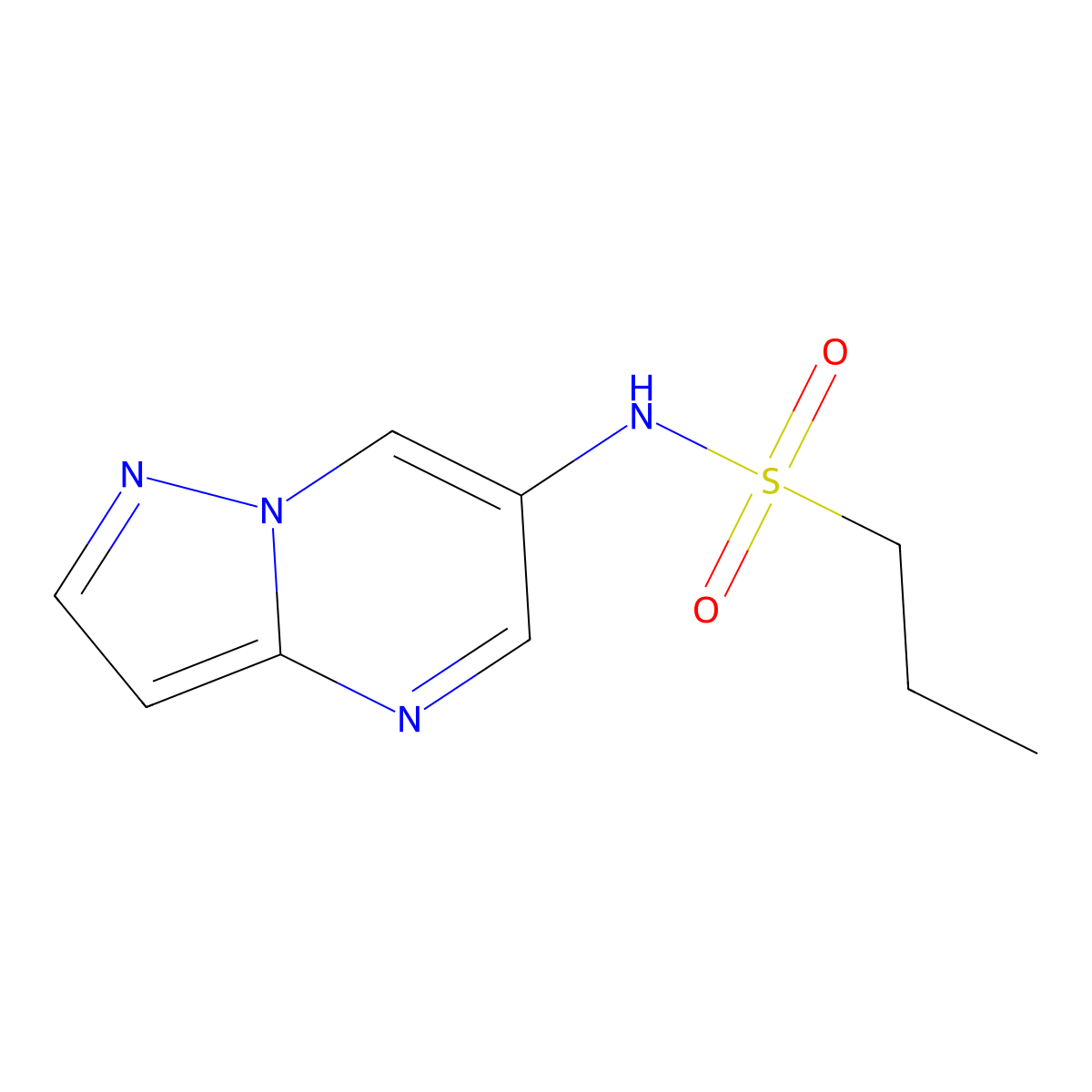 N-(pyrazolo[1,5-a]pyrimidin-6-yl)propane-1-sulfonamide molecular structure, CAS 2034449-87-9