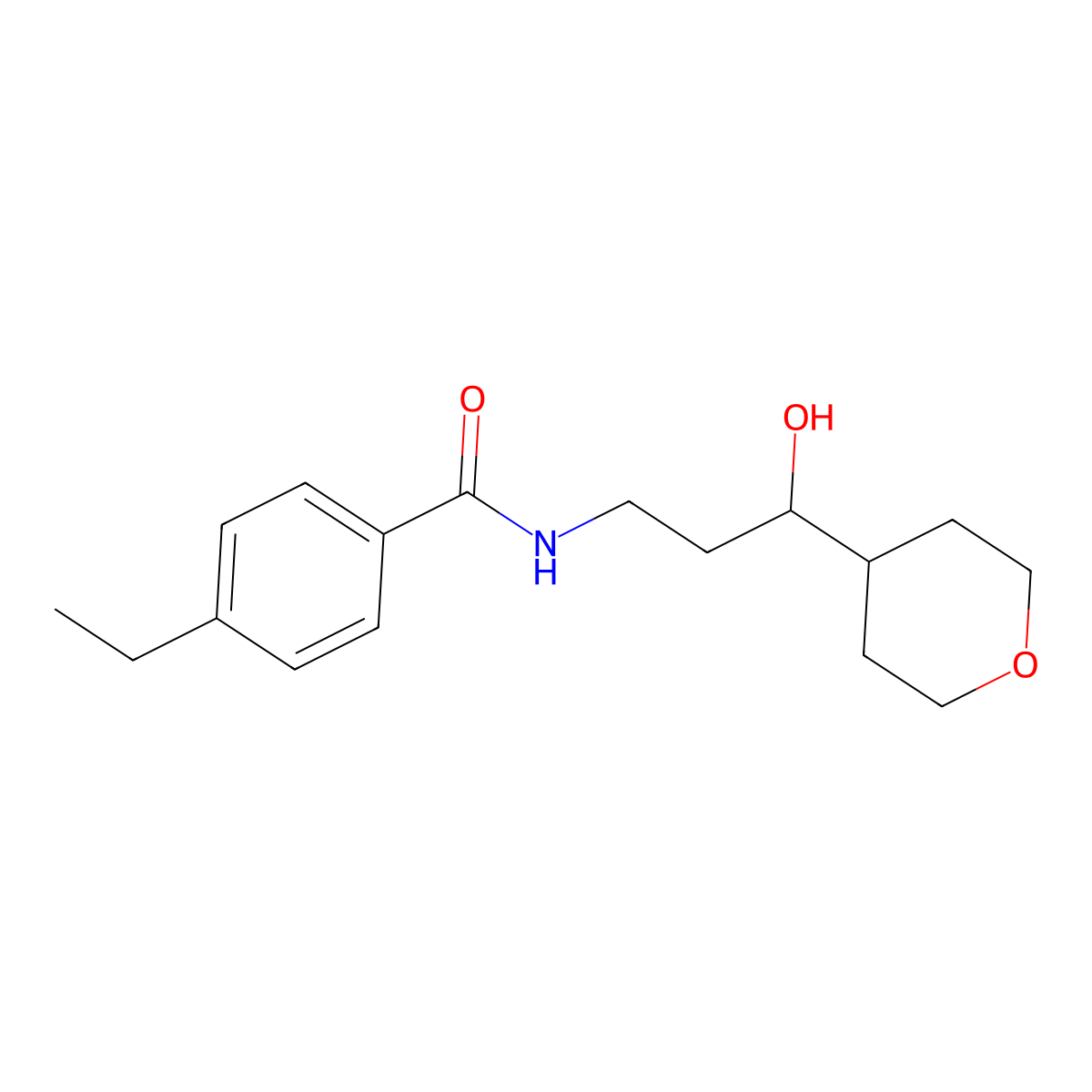 4-ethyl-N-[3-hydroxy-3-(oxan-4-yl)propyl]benzamide molecular structure, CAS 2034449-91-5