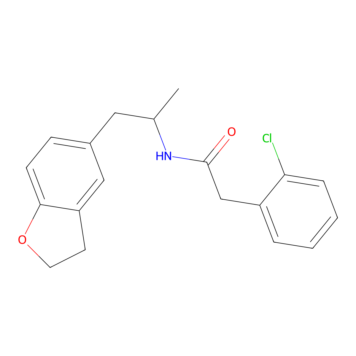 2-(2-chlorophenyl)-N-(1-(2,3-dihydrobenzofuran-5-yl)propan-2-yl)acetamide molecular structure, CAS 2034449-93-7