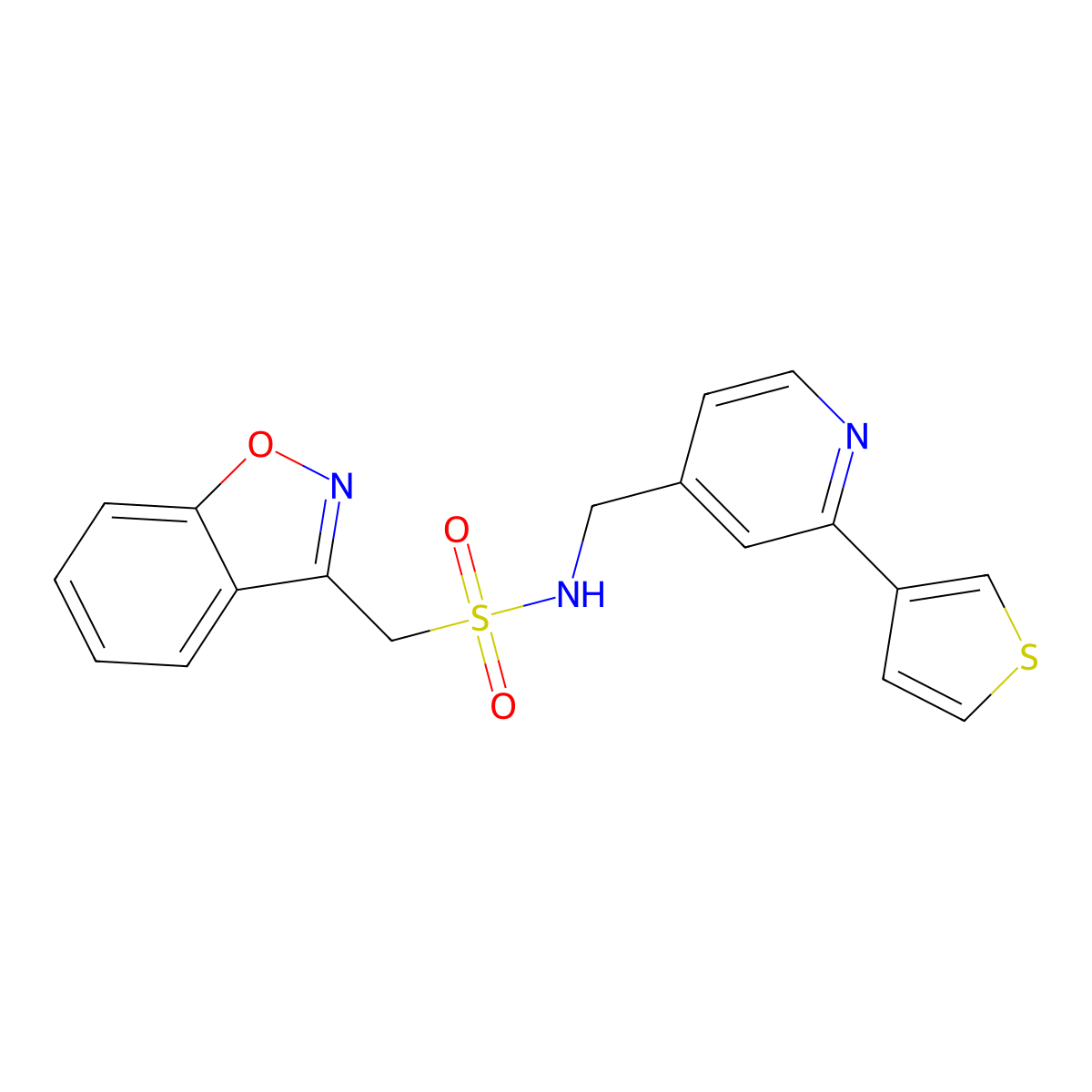 1-(benzo[d]isoxazol-3-yl)-N-((2-(thiophen-3-yl)pyridin-4-yl)methyl)methanesulfonamide molecular structure, CAS 2034449-96-0
