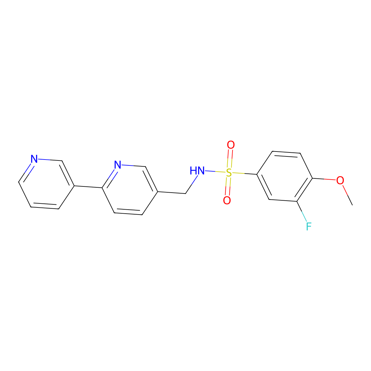 N-({[2,3'-bipyridine]-5-yl}methyl)-3-fluoro-4-methoxybenzene-1-sulfonamide molecular structure, CAS 2034449-97-1