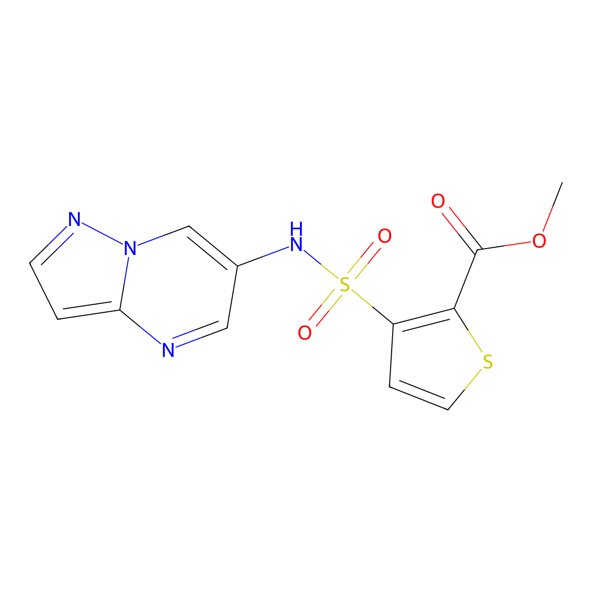 methyl 3-(N-(pyrazolo[1,5-a]pyrimidin-6-yl)sulfamoyl)thiophene-2-carboxylate molecular structure, CAS 2034450-01-4