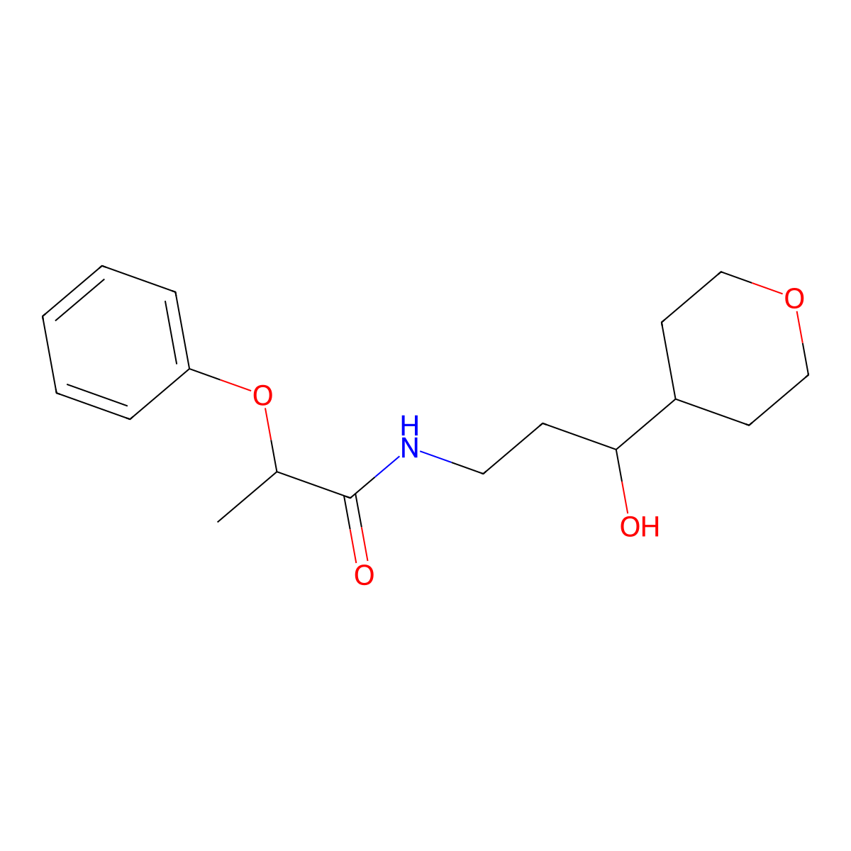 N-[3-hydroxy-3-(oxan-4-yl)propyl]-2-phenoxypropanamide molecular structure, CAS 2034450-02-5