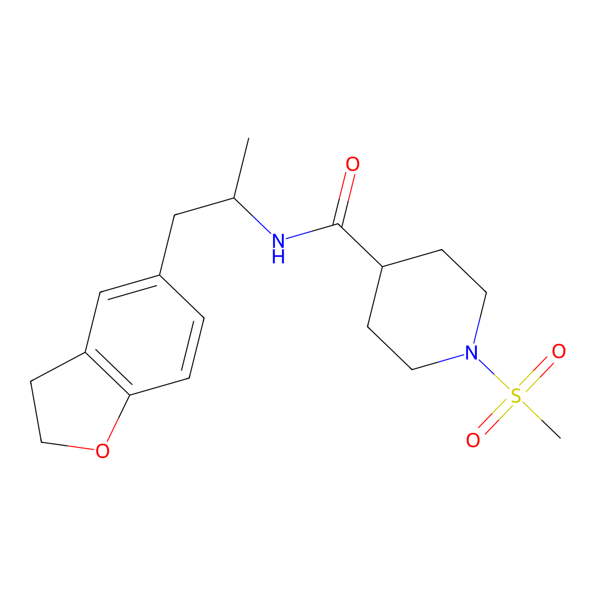N-(1-(2,3-dihydrobenzofuran-5-yl)propan-2-yl)-1-(methylsulfonyl)piperidine-4-carboxamide molecular structure, CAS 2034450-13-8