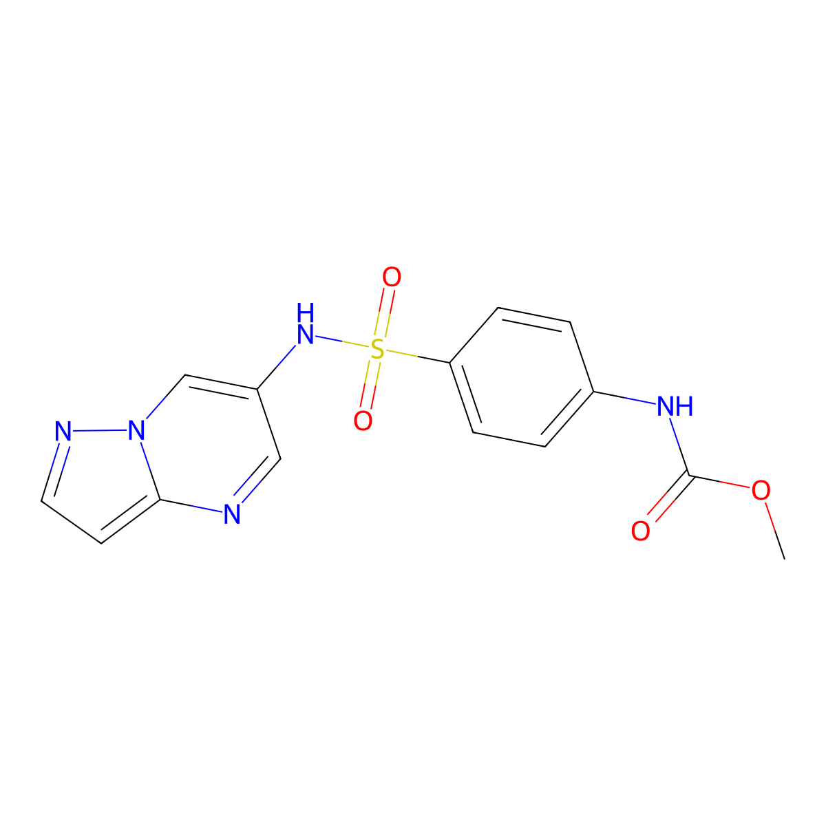 methyl (4-(N-(pyrazolo[1,5-a]pyrimidin-6-yl)sulfamoyl)phenyl)carbamate molecular structure, CAS 2034450-25-2