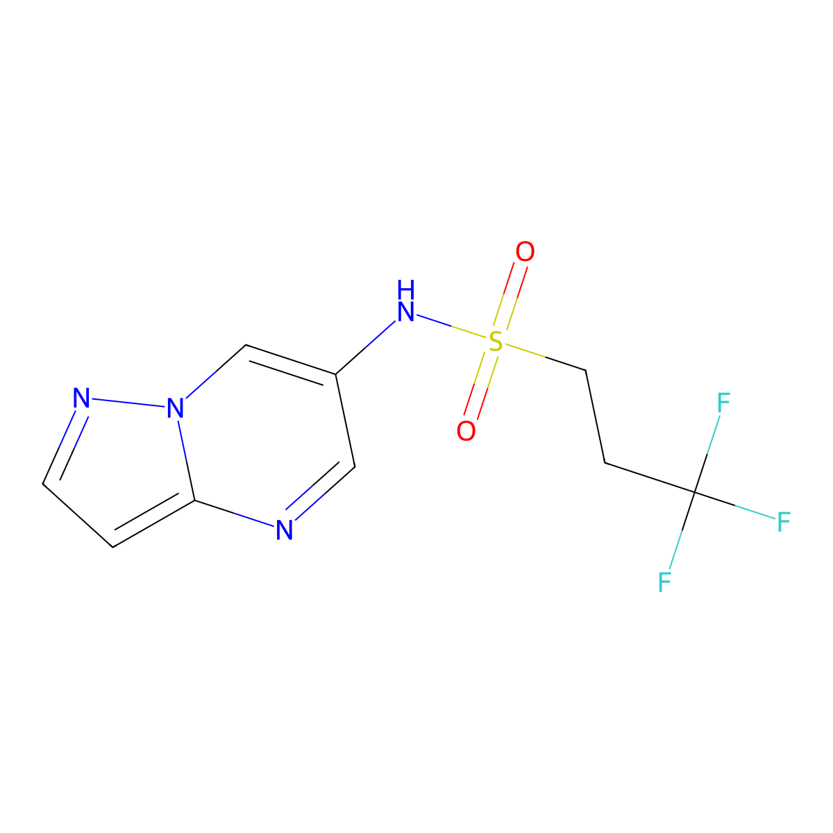 3,3,3-trifluoro-N-(pyrazolo[1,5-a]pyrimidin-6-yl)propane-1-sulfonamide molecular structure, CAS 2034450-32-1