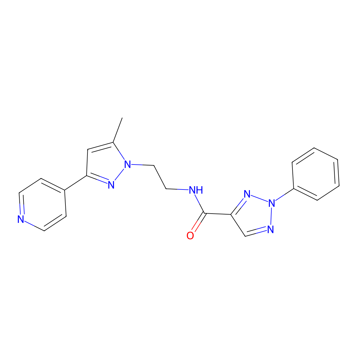 N-(2-(5-methyl-3-(pyridin-4-yl)-1H-pyrazol-1-yl)ethyl)-2-phenyl-2H-1,2,3-triazole-4-carboxamide molecular structure, CAS 2034450-38-7