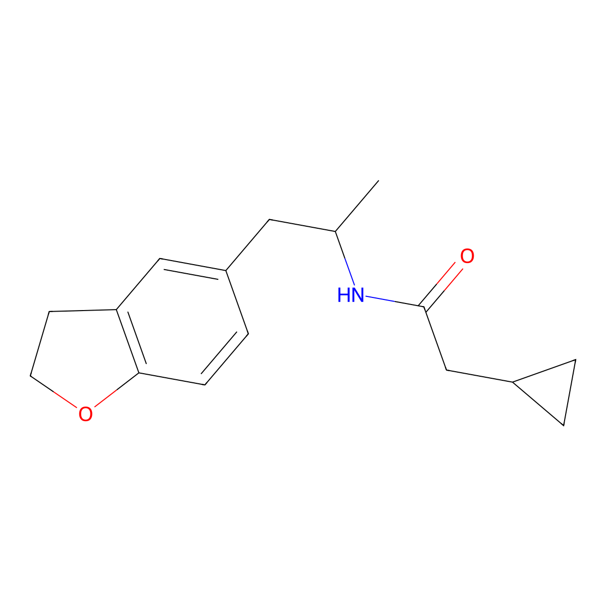 2-cyclopropyl-N-(1-(2,3-dihydrobenzofuran-5-yl)propan-2-yl)acetamide molecular structure, CAS 2034450-41-2