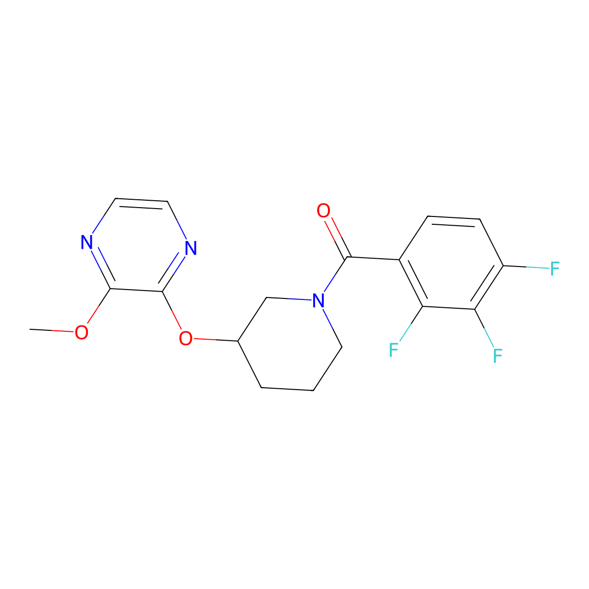 (3-((3-Methoxypyrazin-2-yl)oxy)piperidin-1-yl)(2,3,4-trifluorophenyl)methanone molecular structure, CAS 2034450-42-3