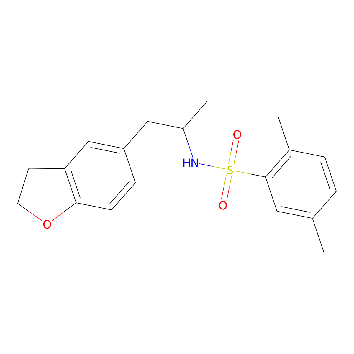 N-(1-(2,3-dihydrobenzofuran-5-yl)propan-2-yl)-2,5-dimethylbenzenesulfonamide molecular structure, CAS 2034450-50-3