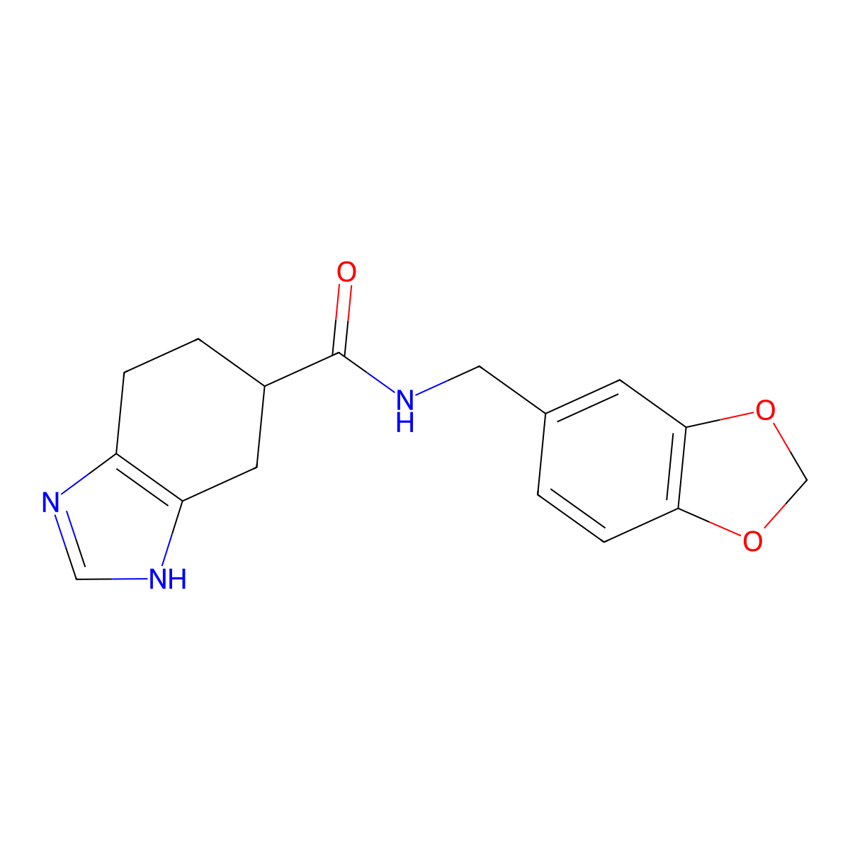 N-(benzo[d][1,3]dioxol-5-ylmethyl)-4,5,6,7-tetrahydro-1H-benzo[d]imidazole-5-carboxamide molecular structure, CAS 2034450-73-0