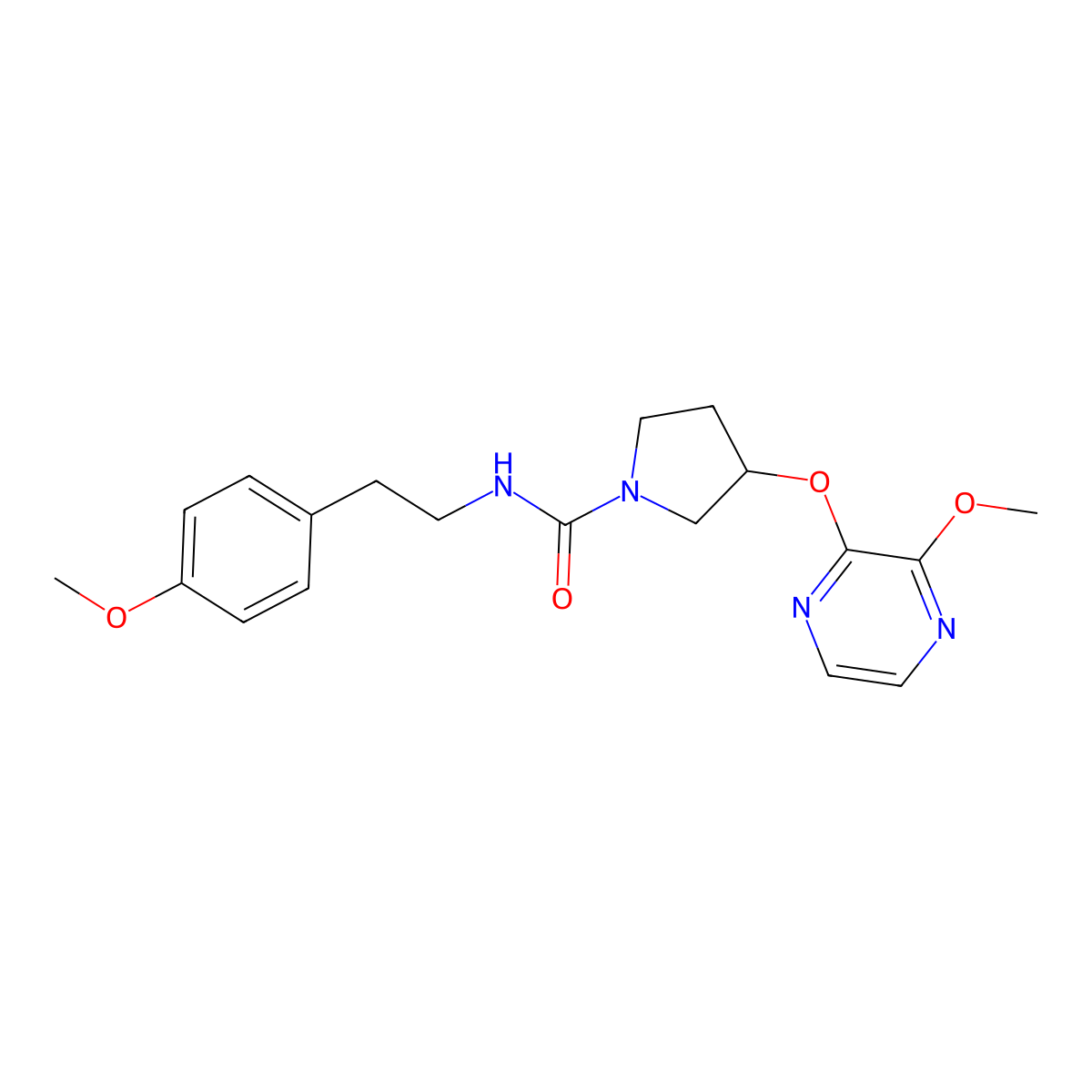 N-(4-methoxyphenethyl)-3-((3-methoxypyrazin-2-yl)oxy)pyrrolidine-1-carboxamide molecular structure, CAS 2034450-75-2