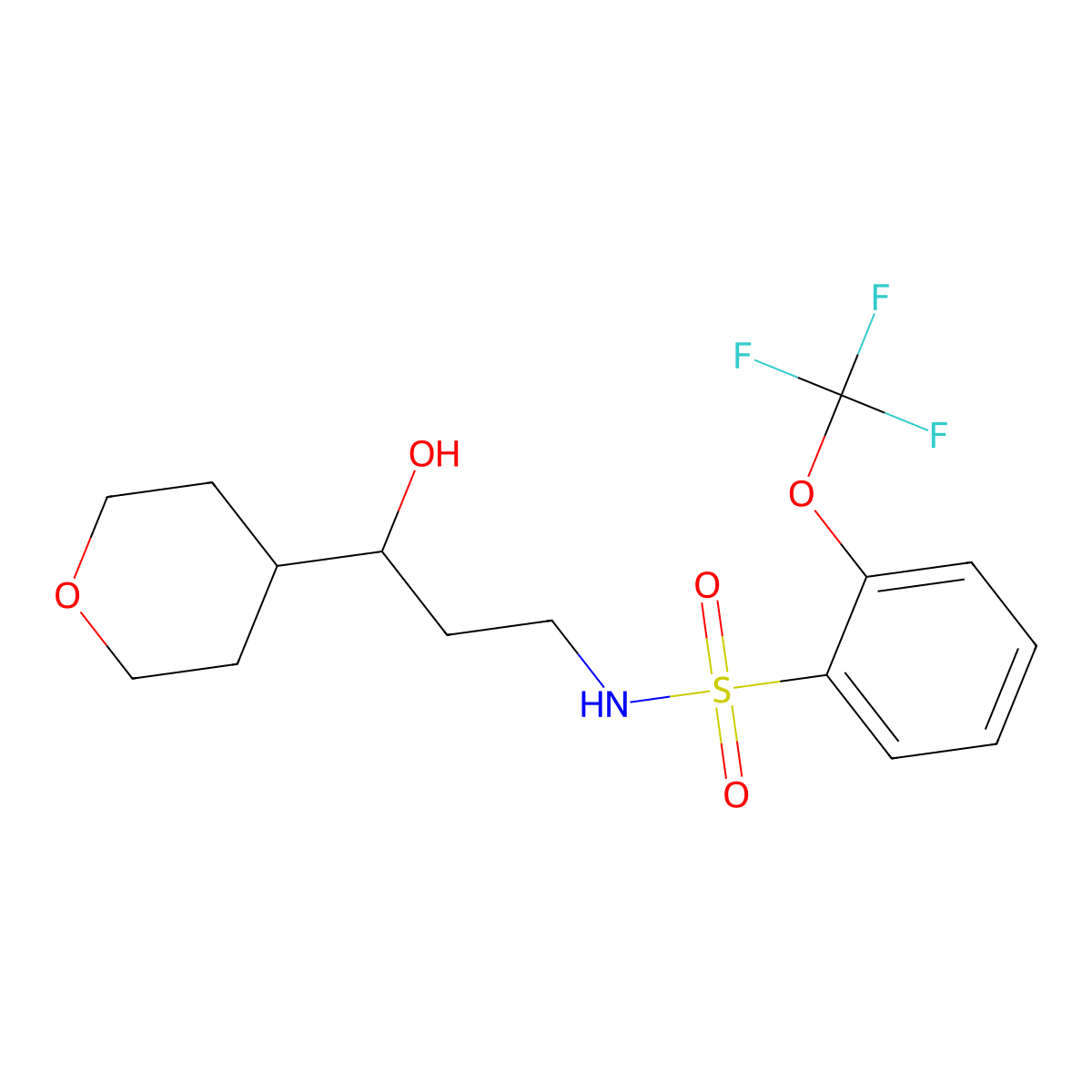 N-(3-hydroxy-3-(tetrahydro-2H-pyran-4-yl)propyl)-2-(trifluoromethoxy)benzenesulfonamide molecular structure, CAS 2034450-79-6