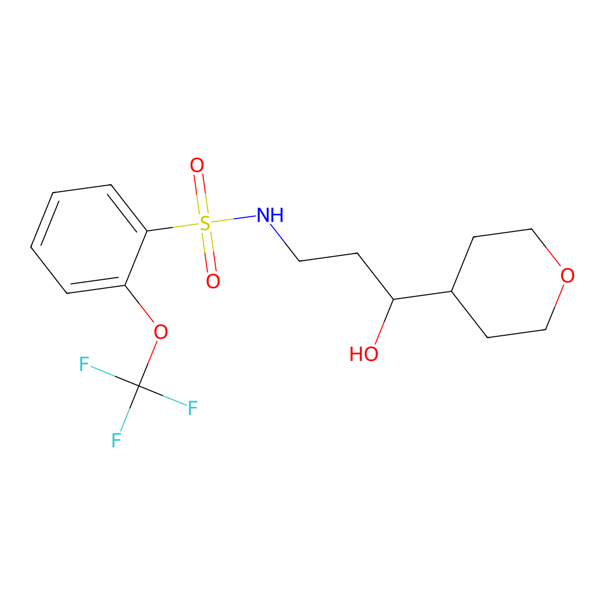 N-(3-hydroxy-3-(tetrahydro-2H-pyran-4-yl)propyl)-2-(trifluoromethoxy)benzenesulfonamide molecular structure, CAS 2034450-79-6
