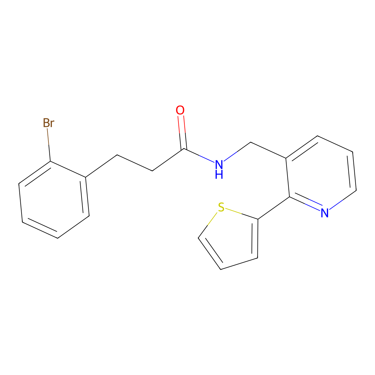 3-(2-bromophenyl)-N-((2-(thiophen-2-yl)pyridin-3-yl)methyl)propanamide molecular structure, CAS 2034450-81-0